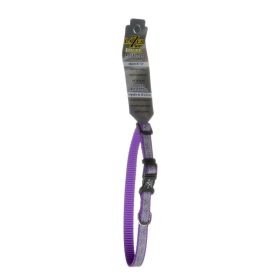 Lazer Brite Reflective Open-Design Adjustable Dog Collar - Purple Daisy (Size: 8"-12" Long x 3/8" Wide)