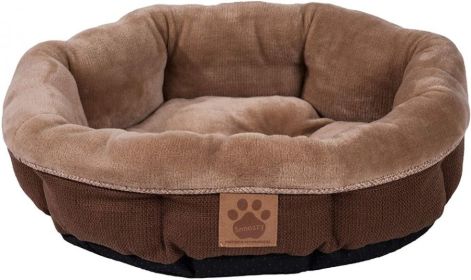 Precision Pet Round Shearling Bed (Color: Brown)