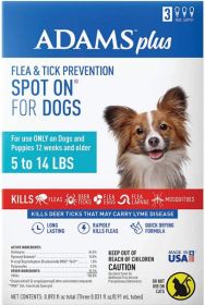 Adams Flea And Tick Prevention Spot On For Dogs (Size: Small 5-14lbs 3 Month Supply)