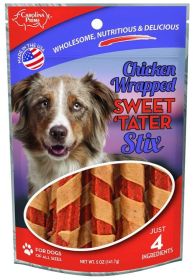 Carolina Prime Chicken Wrapped Sweet Tater Stix Dog Treats (Size: 5 oz)