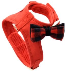 Coastal Pet Accent Microfiber Dog Harness (Size: X-Small Retro Red with Plaid Bow)