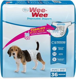 Four Paws Wee Wee Disposable Diapers (Size: Medium 36 Count)
