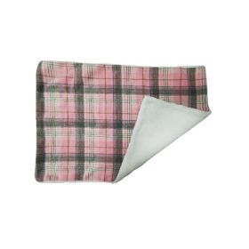 Sherpa-Lined Dog Blanket - Pink & White Plaid (Size: One Size)